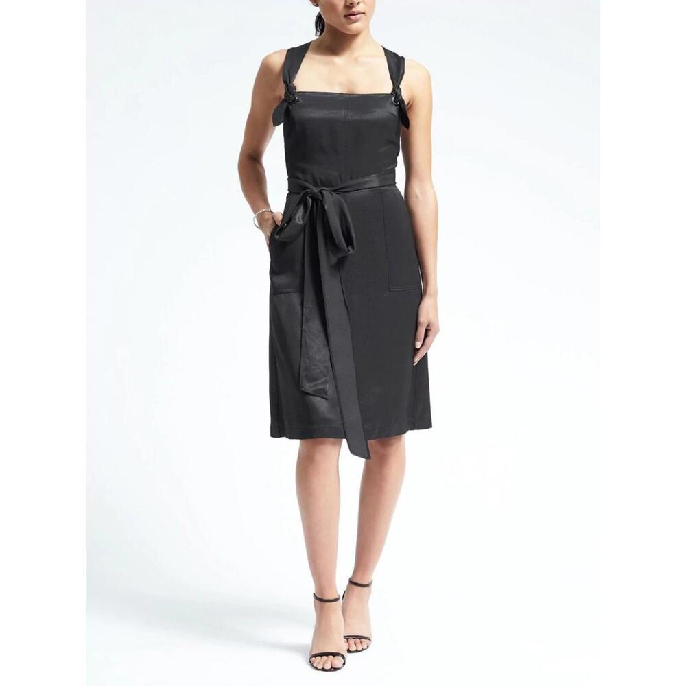 Banana Republic Heritage Black Midi Dress Waist Tie 2
